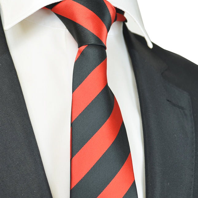 Classic Red and Black College Striped Men's Necktie Paul Malone Ties - Paul Malone.com