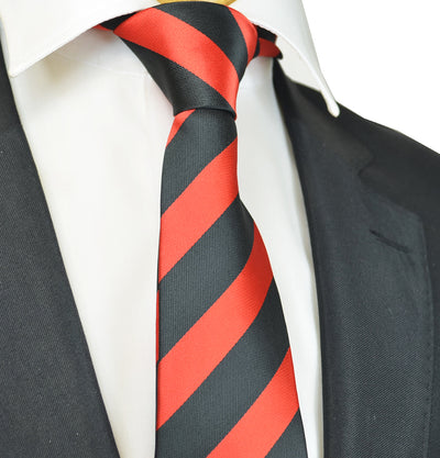 Classic Red and Black College Striped Men's Necktie Paul Malone Ties - Paul Malone.com