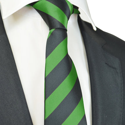 Classic Green and Black College Striped Men's Necktie Paul Malone Ties - Paul Malone.com