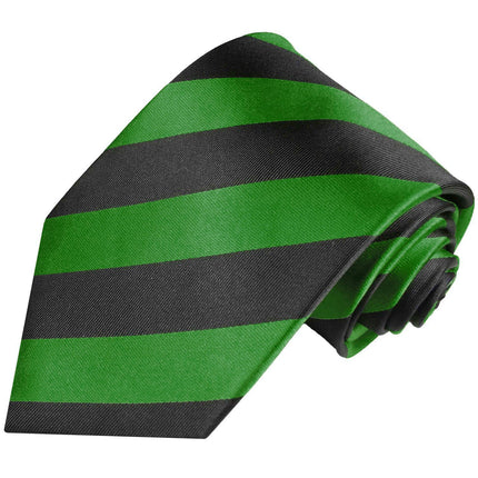Classic Green and Black College Striped Men's Necktie Paul Malone Ties - Paul Malone.com