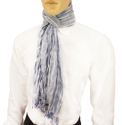 Baby Blue and White Crinkle Cotton Scarf Paul Malone Scarves - Paul Malone.com