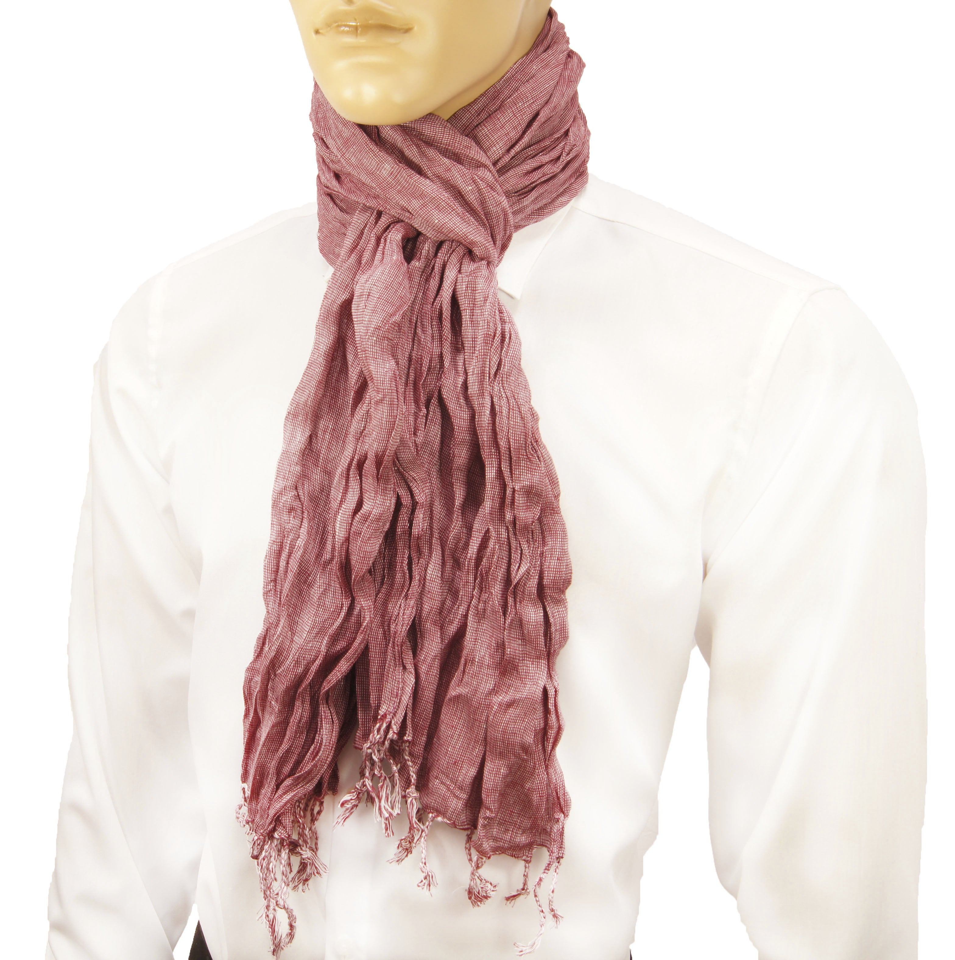 Burgundy Red Crinkle Cotton Scarf for Men – Paul Malone