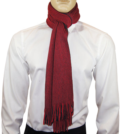 Red and Black Striped Men's Scarf Paul Malone Scarves - Paul Malone.com