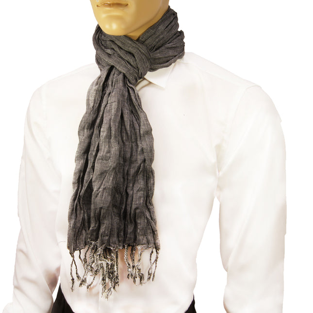 Solid Grey Crinkle Cotton Scarf Paul Malone Scarves - Paul Malone.com