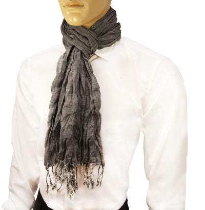 Solid Grey Crinkle Cotton Scarf Paul Malone Scarves - Paul Malone.com