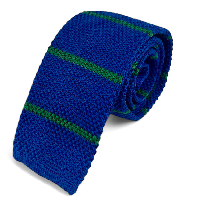 Blue and Green Striped Knit Tie Paul Malone Ties - Paul Malone.com