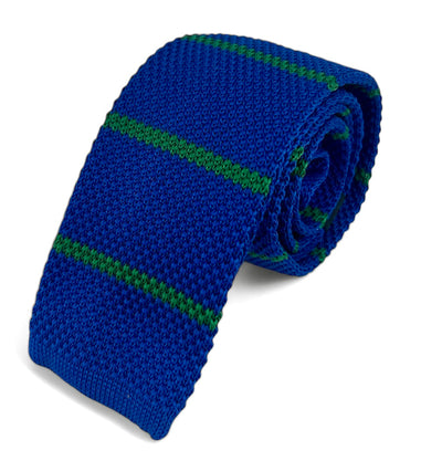 Blue and Green Striped Knit Tie Paul Malone Ties - Paul Malone.com