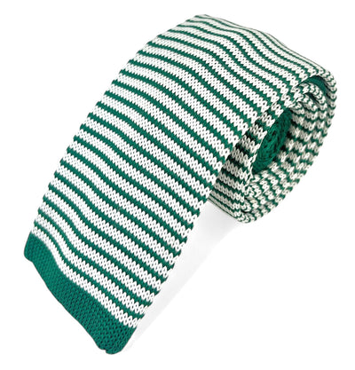 Green and White Striped Knit Tie by Paul Malone Paul Malone Ties - Paul Malone.com