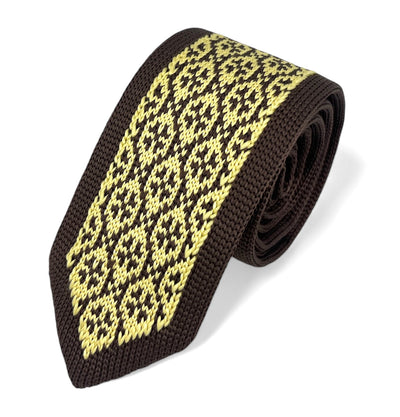 Brown and Gold Patterned Knit Tie by Paul Malone Paul Malone Ties - Paul Malone.com