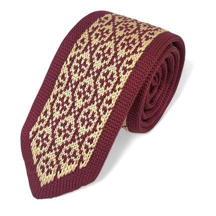 Burgundy and Gold Patterned Knit Tie by Paul Malone Paul Malone Ties - Paul Malone.com