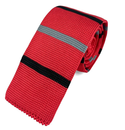 True Red Striped Knit Tie by Paul Malone Paul Malone Ties - Paul Malone.com