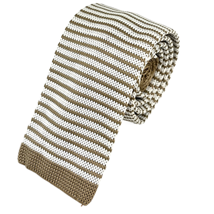 Tan Striped Knit Tie by Paul Malone Paul Malone Ties - Paul Malone.com