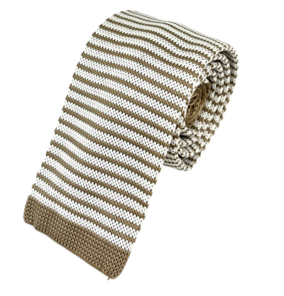 Tan Striped Knit Tie by Paul Malone Paul Malone Ties - Paul Malone.com