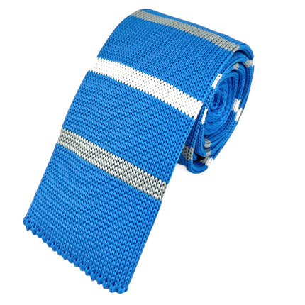 Baby Blue Striped Knit Tie by Paul Malone Paul Malone Ties - Paul Malone.com