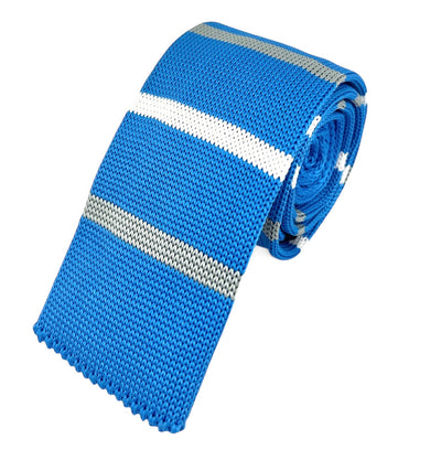 Baby Blue Striped Knit Tie by Paul Malone Paul Malone Ties - Paul Malone.com