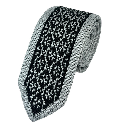 Grey and Black Patterned Knit Tie by Paul Malone Paul Malone Ties - Paul Malone.com