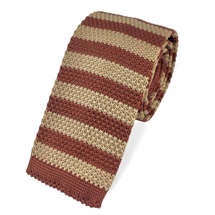 Maroon and Gold Striped Knit Tie Paul Malone Ties - Paul Malone.com