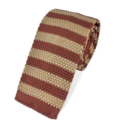 Maroon and Gold Striped Knit Tie Paul Malone Ties - Paul Malone.com