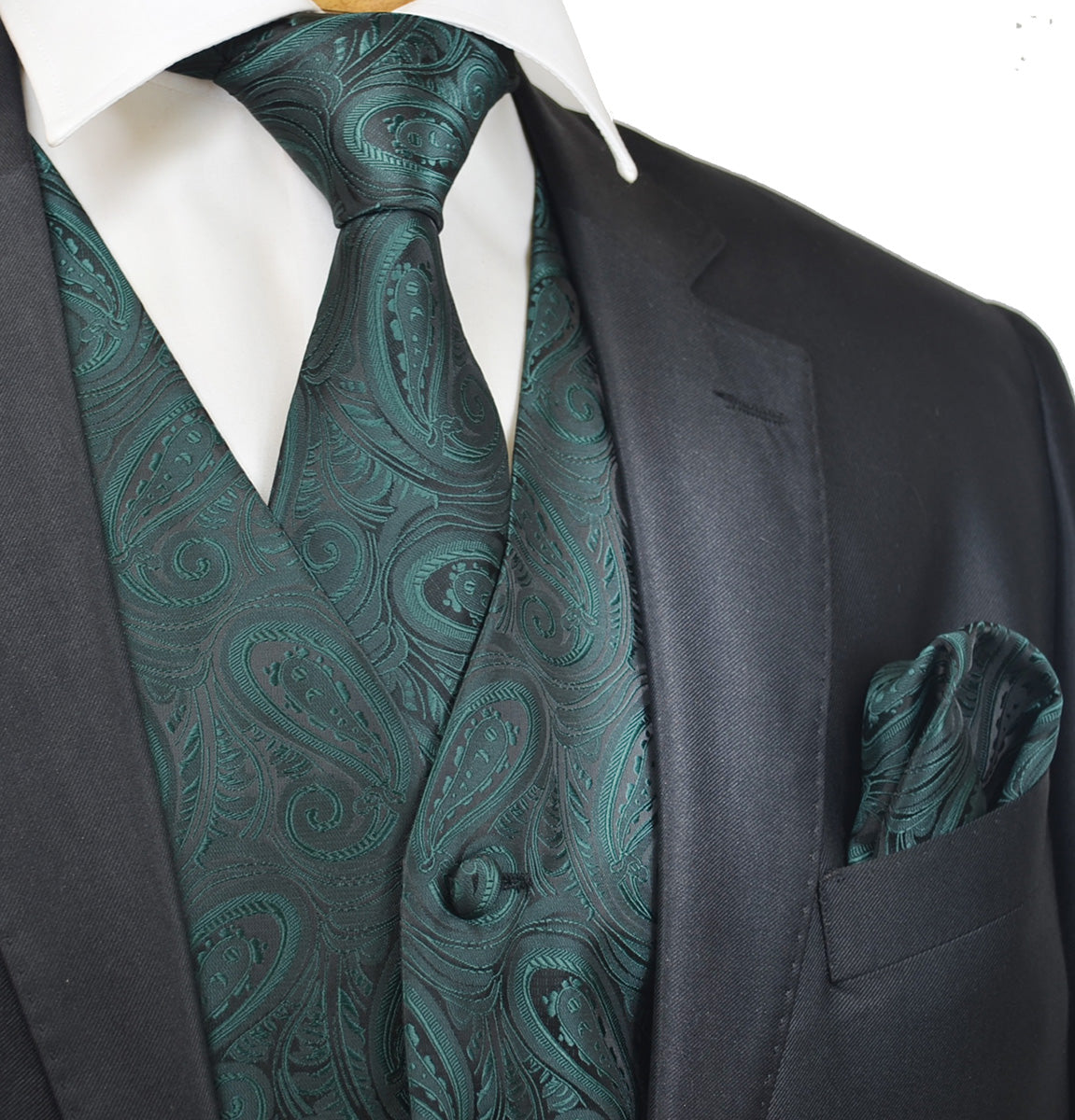 Classic Emerald Green Paisley Tuxedo Vest Set | Paul Malone