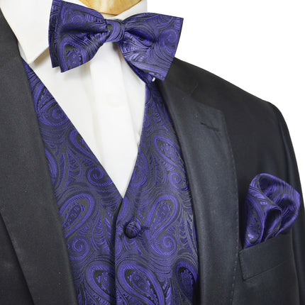 Classic Navy Blue Paisley Tuxedo Vest Set Paul Malone Vest - Paul Malone.com
