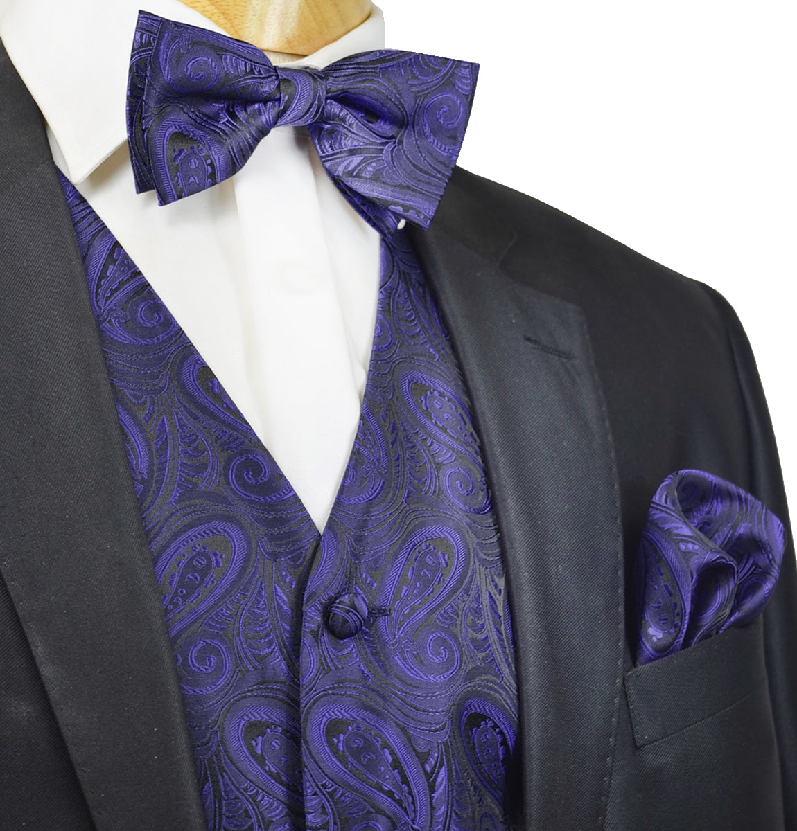 Classic Navy Blue Paisley Tuxedo Vest Set | Paul Malone