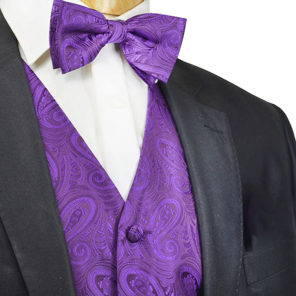 Classic Imperial Palace Purple Paisley Tuxedo Vest Set Paul Malone Vest - Paul Malone.com