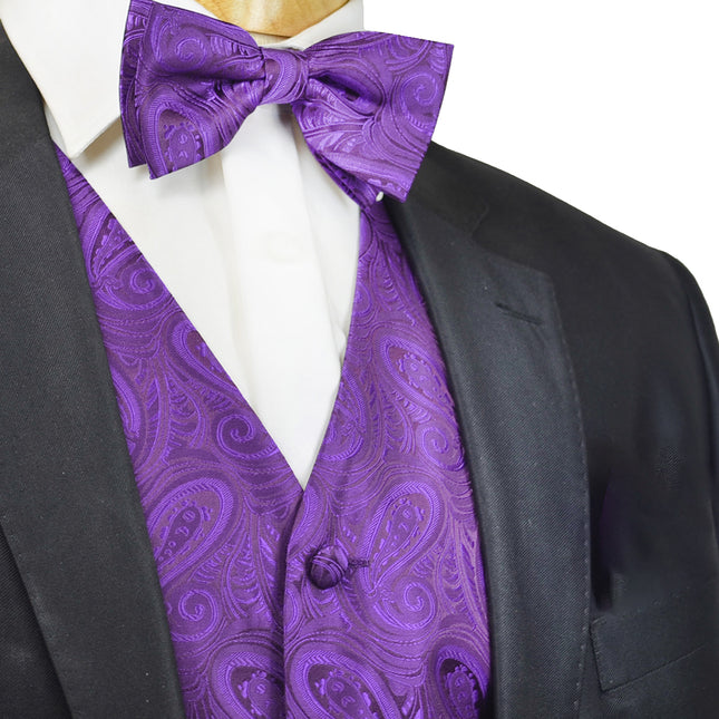 Classic Imperial Palace Purple Paisley Tuxedo Vest Set Paul Malone Vest - Paul Malone.com