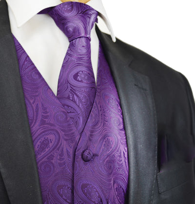 Classic Imperial Palace Purple Paisley Tuxedo Vest Set Paul Malone Vest - Paul Malone.com