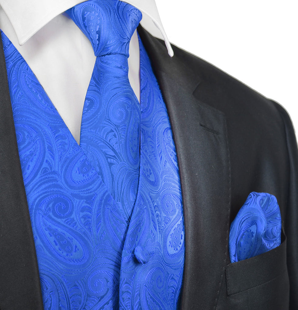 Royal Blue Tapestry Floral Slim Fit Tuxedo Jacket