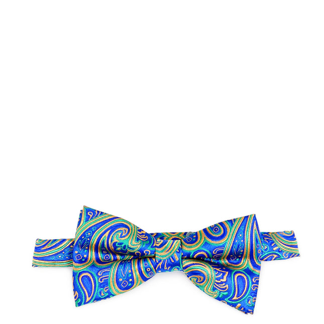 Vivid Blue Extraordinary Paisley Bow Tie Paul Malone Bow Ties - Paul Malone.com