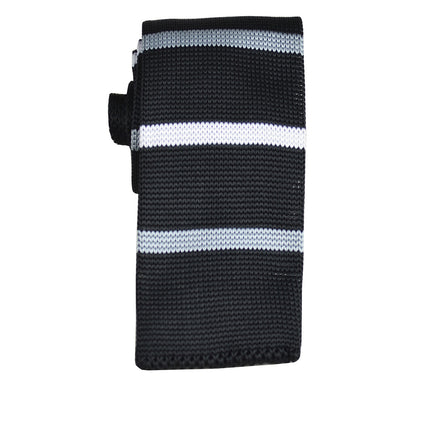 Black and White Striped Knit Tie by Paul Malone Paul Malone Ties - Paul Malone.com