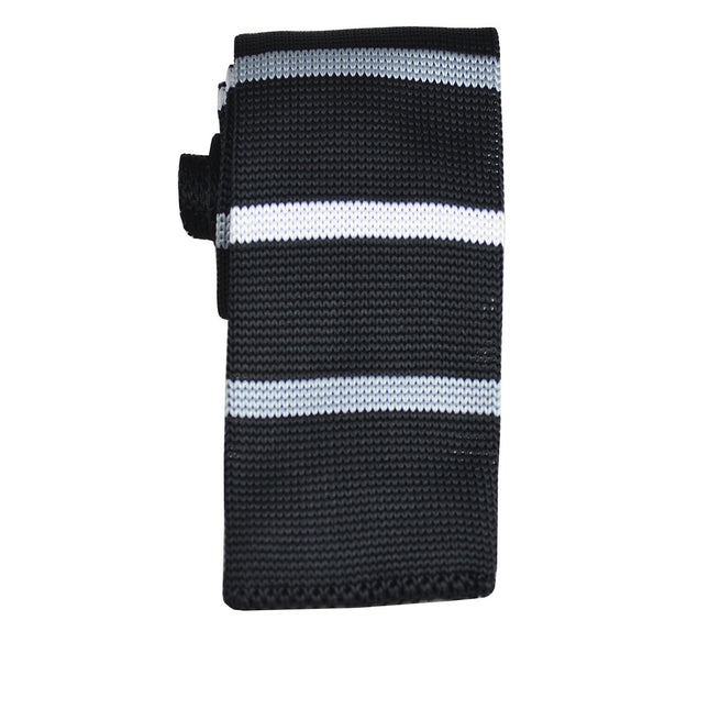 Black and White Striped Knit Tie by Paul Malone Paul Malone Ties - Paul Malone.com