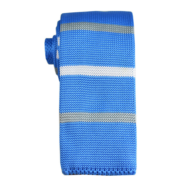 Baby Blue Striped Knit Tie by Paul Malone Paul Malone Ties - Paul Malone.com