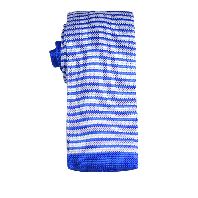 Blue and White Striped Knit Tie by Paul Malone Paul Malone Ties - Paul Malone.com