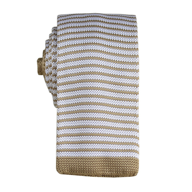 Tan Striped Knit Tie by Paul Malone Paul Malone Ties - Paul Malone.com
