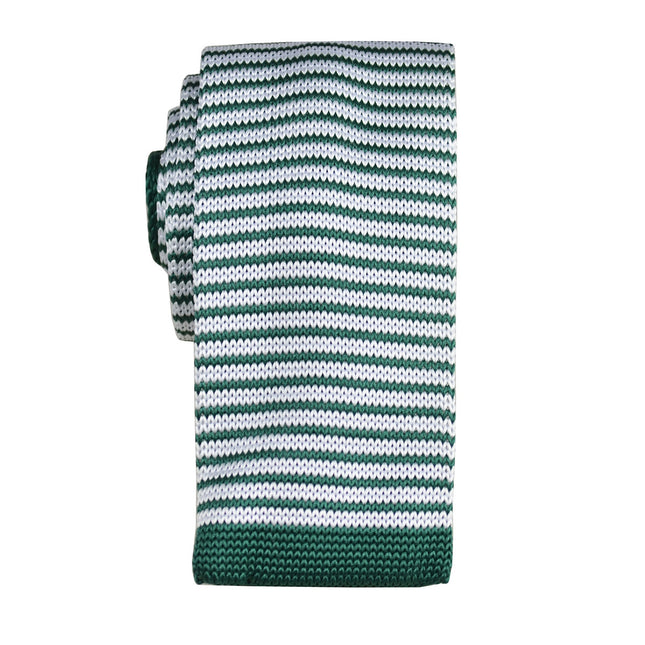 Green and White Striped Knit Tie by Paul Malone Paul Malone Ties - Paul Malone.com
