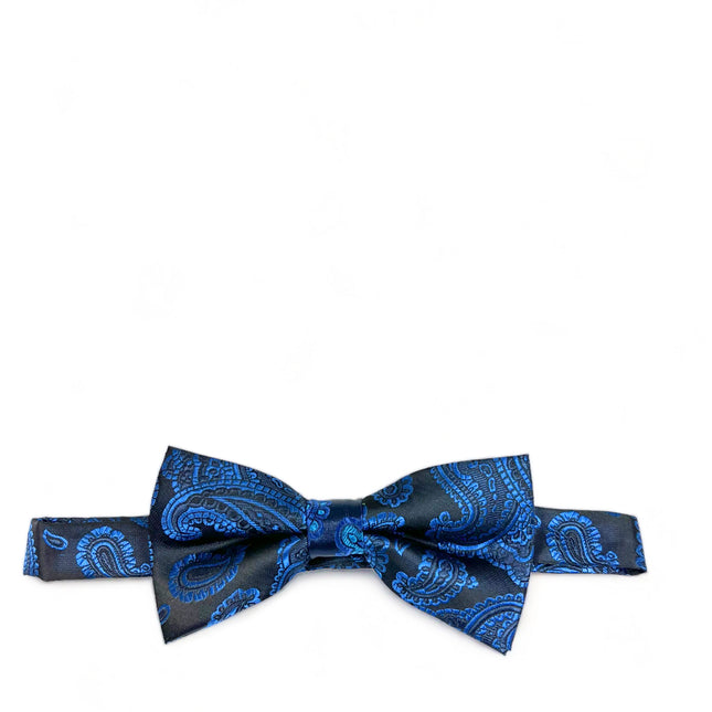Royal Blue and Black Fashionable Paisley Bow Tie Paul Malone Bow Ties - Paul Malone.com