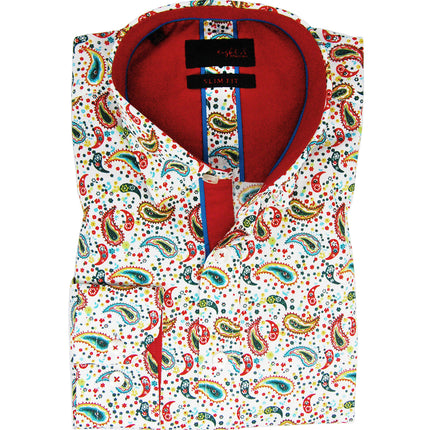 Colorful Slim Fit Paisley Cotton Dress Shirt Eight X Shirts - Paul Malone.com