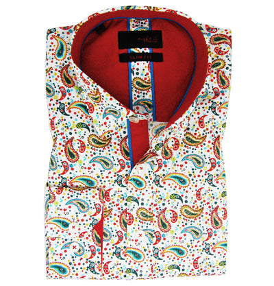 Colorful Slim Fit Paisley Cotton Dress Shirt Eight X Shirts - Paul Malone.com
