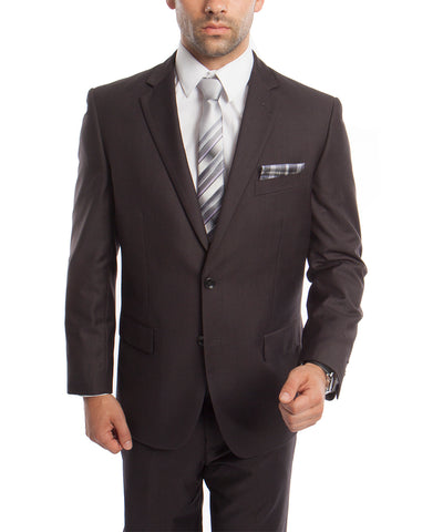 Classic Solid Dark Grey Modern Fit Men's Suit Demantie Suits - Paul Malone.com