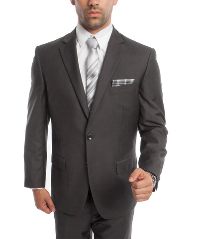 Classic Solid Grey Modern Fit Men's Suit Demantie Suits - Paul Malone.com