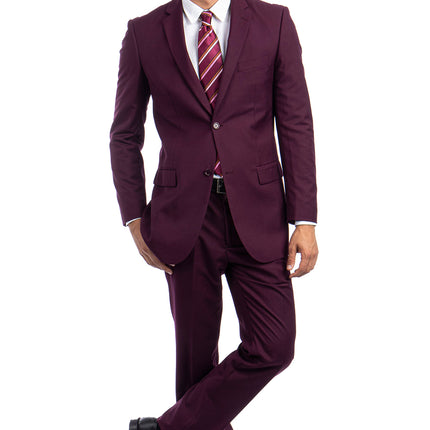 Classic Solid Burgundy Modern Fit Men's Suit Demantie Suits - Paul Malone.com