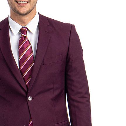 Classic Solid Burgundy Modern Fit Men's Suit Demantie Suits - Paul Malone.com
