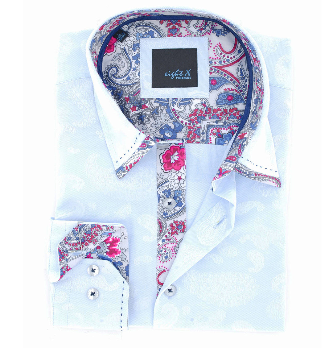 PAUL SMITH LONDON Light Sand hot & Pastel Floral Paisley Print Cotton Long Sleeve Dress Shirt | Made in Italy | Y2K English Designer Mod Shirt