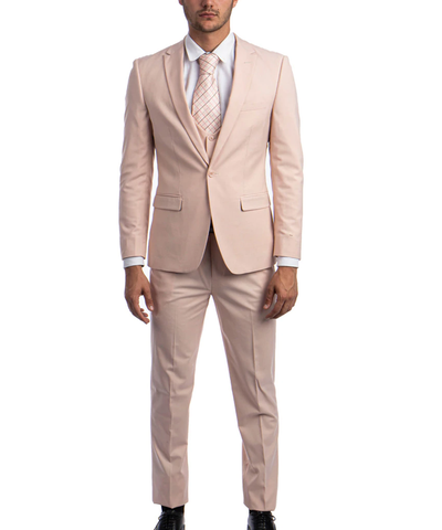 Suit Clearance: Blush Slim Fit Men's Suit with Vest Set 38R Tazio Suits - Paul Malone.com