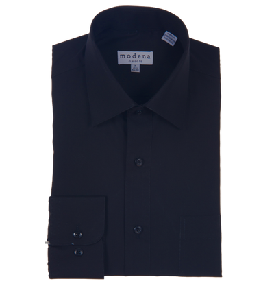 Classic Fit Solid Black Men's Dress Shirt Modena Shirts - Paul Malone.com