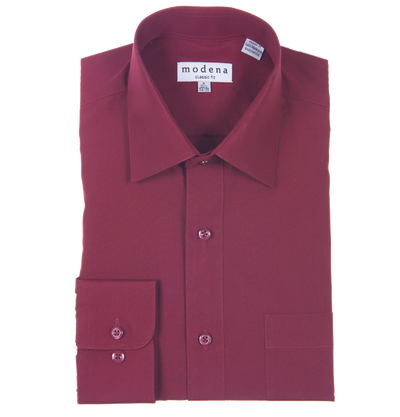 Classic Fit Solid Burgundy Men's Dress Shirt by Modena Modena Shirts - Paul Malone.com