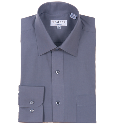 Classic Fit Solid Charcoal Men's Dress Shirt by Modena Modena Shirts - Paul Malone.com