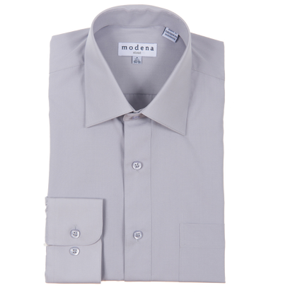 Classic Fit Solid Grey Men's Dress Shirt by Modena Modena Shirts - Paul Malone.com