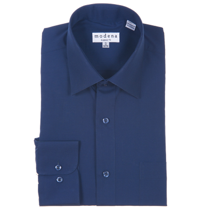 Classic Fit Solid Navy Men's Dress Shirt by Modena Modena Shirts - Paul Malone.com